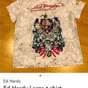 Ed Hardy White Graphic Short Sleeve Tee